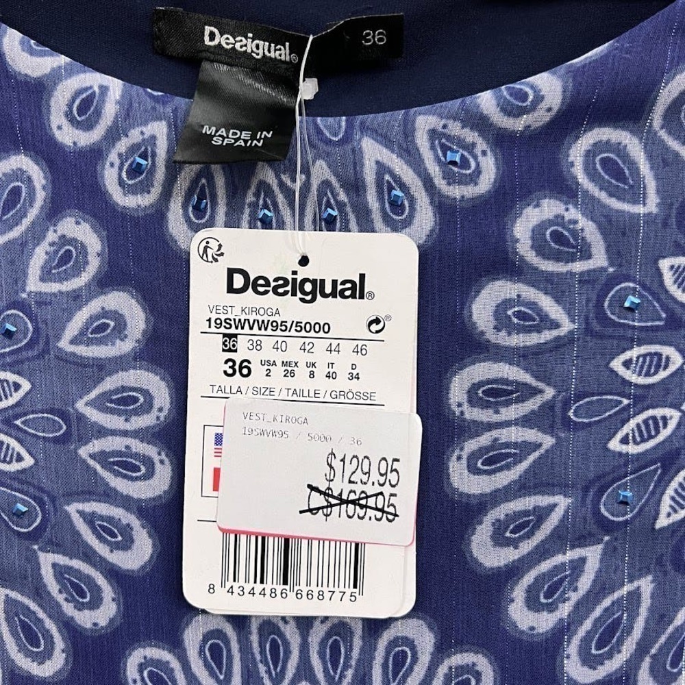 NEW Desigual Vest Kiroga Mini Dress Floral Print in Navy Blue Size small - Picture 6 of 13